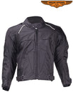 Black Nylon And Textile Motorcycle Jacket W/ Reflective Stripes