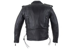 Mens Classic Police Style Motorcycle Jacket With Side Laces