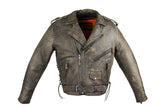 Men's Dark Brown Motorcycle Jacket with Gun Pockets