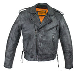 Men's Gray Motorcycle Jacket With Gun Pockets