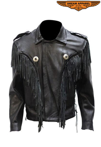 Mens Leather Bon Jovi Jacket With Braid