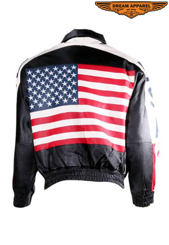 USA Flag Motorcycle Leather Jacket