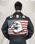 USA Flag Leather Motorcycle Jacket With Eagle
