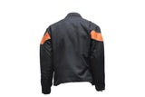 Men's Black Racer Style Textile Jacket W/ Orange Stripes