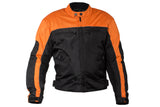 Mens Black and Orange Mesh and Nylon Motorcycle Jacket