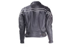Mens Leather Racer Motorcycle Jacket With Reflective Piping