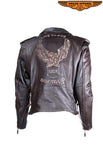 Mens Retro Brown Motorcycle Jacket With Eagle