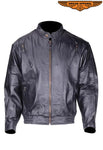 Men's Black Pig Skin Leather Lightweight Racer Jacket