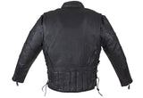 Mens Leather Racer Jacket With Side Laces
