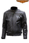 Mens Cowhide Racer Jacket With Air Vents