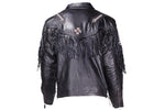 Mens White & Brown Beads Arrow Work Leather Jacket