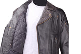 Mens Leather Jacket With Hidden Snap Down Collar