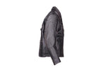 Mens Leather Jacket With Hidden Snap Down Collar