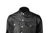 Mens Light Weight Leather Shirt With Buffalo Snaps