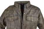 Mens Distressed Brown Leather Motorcycle Shirt With Concealed Carry