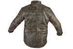 Mens Distressed Brown Leather Motorcycle Shirt With Concealed Carry