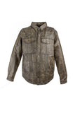 Mens Distressed Brown Leather Motorcycle Shirt With Concealed Carry