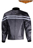 Mens Racer Jacket With Stylish Silver Stripes