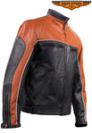 Mens Black & Orange Racer Jacket With Reflective Piping
