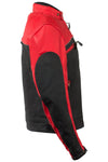 Mens Black & Red Racer Jacket With Reflective Piping
