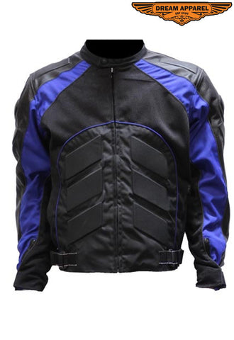 Mens Biker Textile Jacket With Reflective Strip On Front & Back