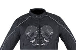 Mens Nylon Motorcycle Jacket with Reflective Skull