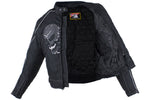 Mens Nylon Motorcycle Jacket with Reflective Skull