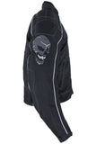 Mens Nylon Motorcycle Jacket with Reflective Skull