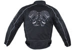 Mens Nylon Motorcycle Jacket with Reflective Skull