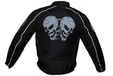 Mens Nylon Motorcycle Jacket with Reflective Skull