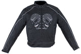 Mens Nylon Motorcycle Jacket with Reflective Skull