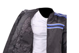 Men's Black Lightweight Textile Jacket W/ Blue Striped Design