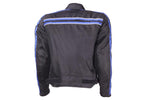 Men's Black Lightweight Textile Jacket W/ Blue Striped Design