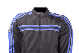 Men's Black Lightweight Textile Jacket W/ Blue Striped Design