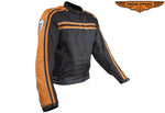 Men's Black Lightweight Textile Jacket W/ Orange Striped Design