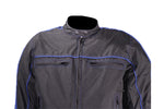 Men's Black Lightweight Textile Jacket W/ Blue Stripes