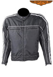 Men's Black Lightweight Textile Jacket W/ Gray Stripes