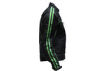 Men's Black Lightweight Textile Jacket W/ Green Stripes
