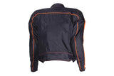 Men's Black Lightweight Textile Jacket W/ Orange Stripes