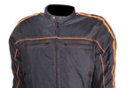 Men's Black Lightweight Textile Jacket W/ Orange Stripes