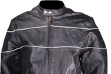 Leather Motorcycle Jacket With Black Stripes