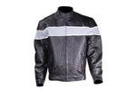 Mens Motorcycle Jacket With Silver Racing Stripe