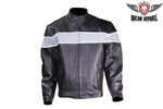Mens Motorcycle Jacket With Silver Racing Stripe
