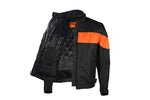 Mens Textile Motorcycle Jacket With Wide Orange Stripe