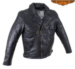 Mens Leather Racer Style Motorcycle Jacket