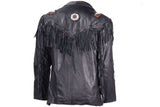 Mens Western Style Motorcycle Jacket With Fringes & Beads