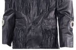 Mens Western Style Motorcycle Jacket With Fringes & Beads