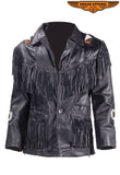 Mens Western Style Motorcycle Jacket With Fringes & Beads