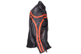 Mens Racer Style Leather Jacket with Zippered Cuffs