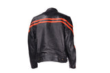 Mens Racer Style Leather Jacket with Zippered Cuffs
